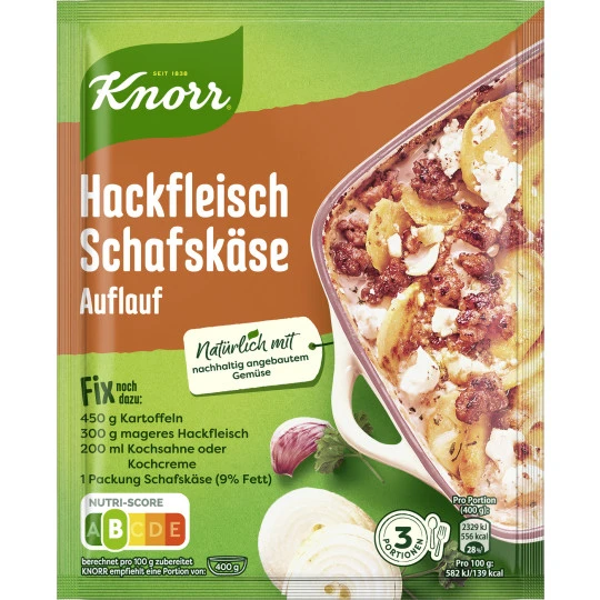 Knorr Fix Hackfleisch Schafskäse-Auflauf 43G 3 Knorr Fix Hackfleisch Schafskäse-Auflauf 43G